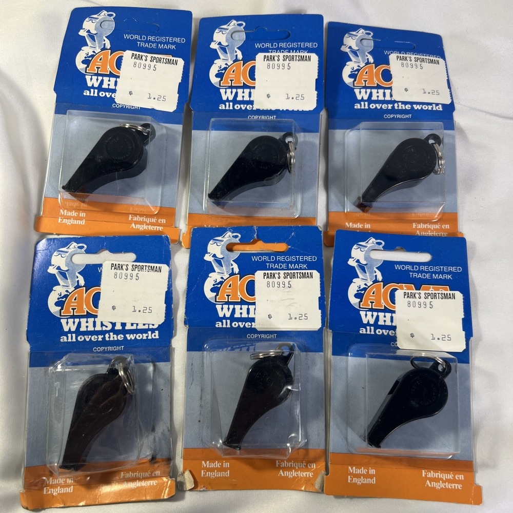 VTG NEW!‎ "Acme Plastic Whistle, Small, High Pitch, Black 660BLK NOS  LOT OF 6